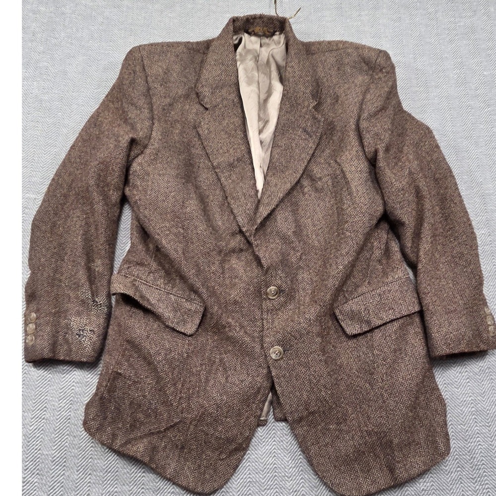 Dorman Winthrop Vintage Mens Brown Herringbone‎ Wool Blazer Sport Coat 42R